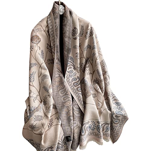 SEAHOME Wendbarer übergroßer Schal für Damen, wickelt verdickten Thermoschal, multifunktionale Schaldecke, Ponchos, Capes, Geschenke für Damen, Khaki, M von SEAHOME