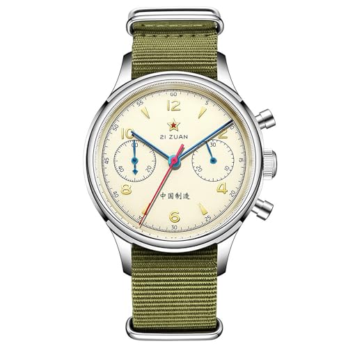 SEAKOSS Retro-Chronograph 1963 Original Seagull ST1901 Uhrwerk Herren Mechanische Uhr Handaufzug Saphir & Acryl Spiegel Pilot Armbanduhr, 38 mm, Saphir, kein Schwanenhals von SEAKOSS