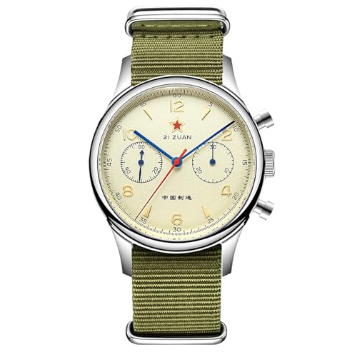 SEAKOSS Retro-Chronograph 1963 Original Seagull ST1901 Uhrwerk Herren Mechanische Uhr Handaufzug Saphir & Acryl Spiegel Pilot Armbanduhr, 40 mm, Saphir-Nogoosenhals von SEAKOSS