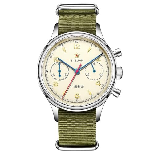 SEAKOSS Retro-Chronograph 40 mm 1963 Original ST1901 Uhrwerk Herren Mechanische Uhr Handaufzug Saphir Spiegel Pilot Armbanduhr Hexe Schwanenhals, 40 mm Saphir-Schwanenhals von SEAKOSS