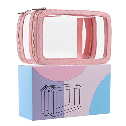 SEAMOSH Transparente Make-up-Kulturbeutel, Reise-Make-up-Organizer für Damen, tragbare Reise-Kulturbeutel, Kosmetiktasche, Tasche, perfekt für geschäftliche oder persönliche Reiseutensilien, von SEAMOSH