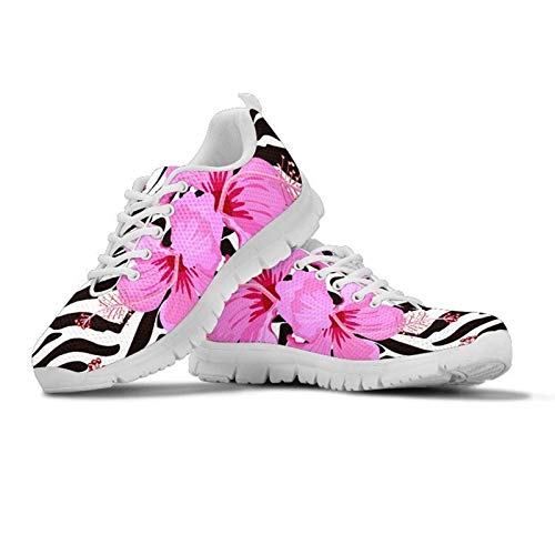 SEANATIVE Atmungsaktive Mesh Damen Laufschuhe Draft Sneaker Casual Mädchen Jogging Sportschuhe, Zebra Blume, 39.5 EU von SEANATIVE