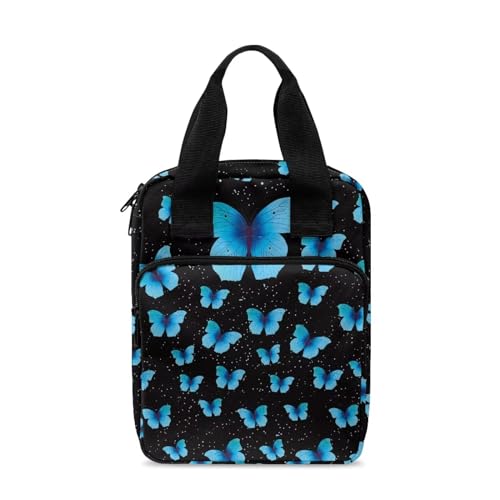 SEANATIVE Blauer Schmetterling Bibelhülle für Frauen, Bibeltasche, Kirchentasche, multifunktionaler Aufbewahrungs-Organizer für Bibelstudium, Reisen, Outdoor von SEANATIVE