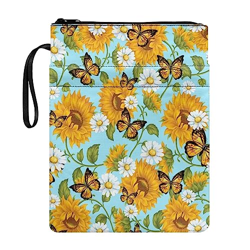 SEANATIVE Book Sleeve Cover Sunflower Daisies Print Book Protector Pouch Zipper Stationery Bag Lightweight Storage Pocket for Paperbacks Notebook Textbook von SEANATIVE