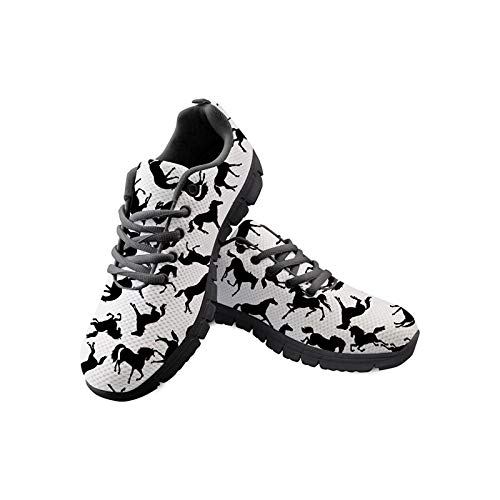 SEANATIVE Damen Draft Laufschuhe Tennis Sportschuhe Wanderschuhe Casual Laufschuhe, Weiß - Schwarze Pferde - Größe: 39 EU von SEANATIVE