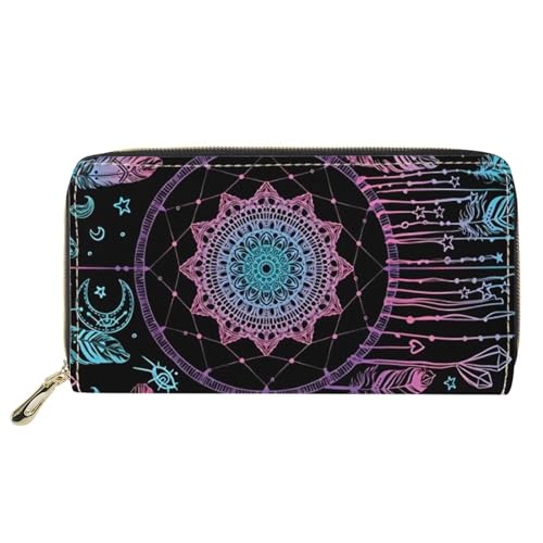 SEANATIVE Damen-Geldbörse aus PU-Leder mit Reißverschluss, Kartenhalter, Handy-Clutch, Boho Dreamcatch, Einheitsgröße, Geldklammer von SEANATIVE