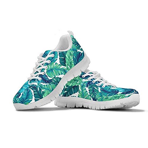 SEANATIVE Damen Laufschuhe Atmungsaktiv Mesh Sport Sneaker Casual Damen Joggingschuhe, Blau - Blaues Hawaii-Blatt - Größe: 41.5 EU von SEANATIVE