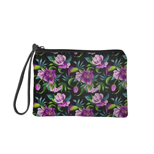 SEANATIVE Damen Münzgeldbörse, tragbare Mini-Tasche, Kleingeldbörse mit Handgelenkschlaufe, niedlicher Lippenstift-Tasche für Mädchen, Tropische Blume, Taschen-Organizer von SEANATIVE