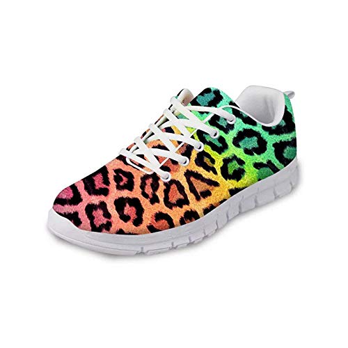 SEANATIVE Damen Sneaker Atmungsaktiv Mesh Mode Frauen Wanderschuhe, - Leopardendesign - Größe: 39 EU von SEANATIVE