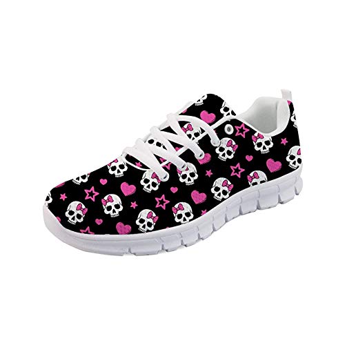 SEANATIVE Damen Sneaker Atmungsaktiv Mesh Mode Frauen Wanderschuhe, Schwarz - Sugar Skull Star - Größe: 40.5 EU von SEANATIVE
