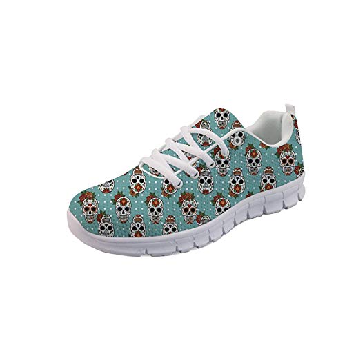 SEANATIVE Damen Sport Gym Sneaker Mode Atmungsaktive Laufschuhe Casual Walking Schuhe, - Floral Sugar Skull - Größe: 40 EU von SEANATIVE