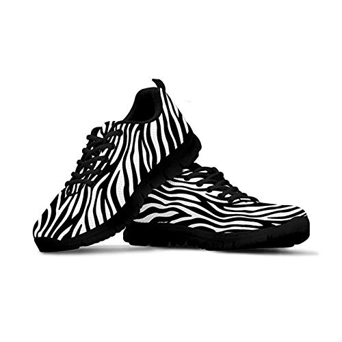 SEANATIVE Damen Sport Gym Sneaker Mode Atmungsaktive Laufschuhe Casual Walking Schuhe, Schwarz - Zebramuster - Größe: 41.5 EU von SEANATIVE