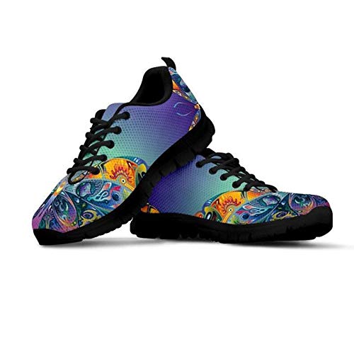 SEANATIVE Damen Sport Gym Sneaker Mode Atmungsaktive Laufschuhe Casual Walking Schuhe, Violett - Afrikanischer Schmetterling - Größe: 42.5 EU von SEANATIVE