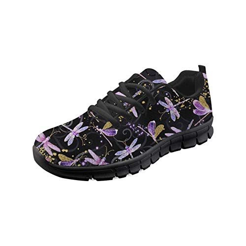 SEANATIVE Damen Sport Gym Sneaker Mode Atmungsaktive Laufschuhe Casual Walking Schuhe, Violett - Lila Libelle - Größe: 42.5 EU von SEANATIVE