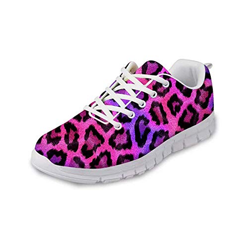 SEANATIVE Damen Sport Sneaker Laufschuhe Joggingschuhe Damen Leichte Wanderschuhe, Violett - Lila Loepard - Größe: 41.5 EU von SEANATIVE
