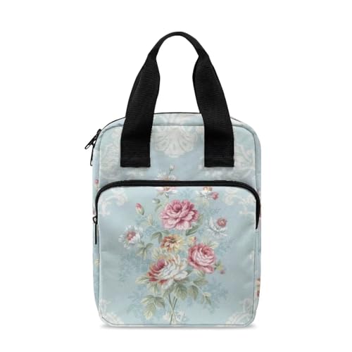 SEANATIVE Elegante dekorative Bibelhülle mit Blume, Tragetasche, Büchertasche, strapazierfähige Handtasche, Arbeitszimmer, Bibelaufbewahrung, Organizer mit Griff und Fronttasche von SEANATIVE