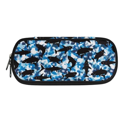 SEANATIVE Federmäppchen aus Segeltuch, großes Fassungsvermögen, Federmäppchen für Schule, Teenager, Mädchen, Jungen, Männer, Frauen, Camo Shark, Taschen-Organizer von SEANATIVE