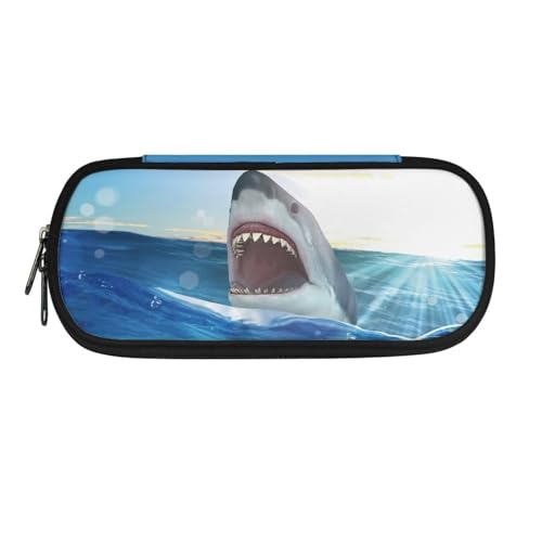 SEANATIVE Federmäppchen aus Segeltuch, großes Fassungsvermögen, Federmäppchen für Schule, Teenager, Mädchen, Jungen, Männer, Frauen, Sea Shark, Taschen-Organizer von SEANATIVE