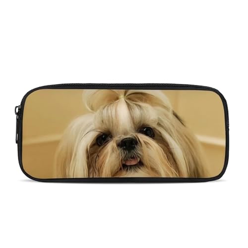 SEANATIVE Federmäppchen für Teenager, Mädchen, Jungen, Grundschule, Stiftehalter, Tasche, Studenten, Schreibwaren, Aufbewahrungstasche, Shih Tzu Hund, Taschen-Organizer von SEANATIVE