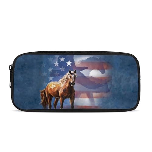 SEANATIVE Federmäppchen mit Reißverschluss, Stiftehalter, Schule, Bürobedarf für Kinder und Erwachsene, American Horse, Taschen-Organizer von SEANATIVE