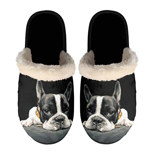 SEANATIVE Hausschuhe für Damen und Herren, Schlafzimmerschuhe mit rutschfester Sohle, Französische Bulldogge, Large von SEANATIVE