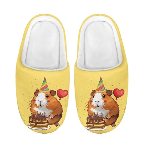 SEANATIVE Jungen Mädchen Hausschuhe Plüsch Warm Haus Slipper Anti-Rutsch Casual Home Schuhe Winter Hausschuhe für kleine Kinder, Süßes Meerschweinchen, 32/33 EU von SEANATIVE