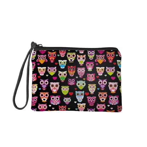 SEANATIVE Kleine Münzgeldbörse mit Reißverschluss, Kosmetiktasche für Damen, Herren, Mädchen, Flanell, Wechseltasche, Geldbörse, waschbar, Cartoon Eule, Taschen-Organizer von SEANATIVE