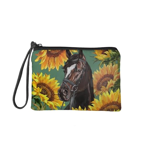 SEANATIVE Kleine Münzgeldbörse mit Reißverschluss, Kosmetiktasche für Damen, Herren, Mädchen, Flanell, Wechseltasche, Geldbörse, waschbar, Pferdeblume, Taschen-Organizer von SEANATIVE