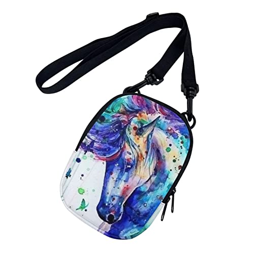 SEANATIVE Kleine Umhängetasche, Handy-Geldbörse, leicht, lässige Handtasche für Damen, Herren, Mädchen, Kinder, Aquarell-Pferd, Einheitsgröße von SEANATIVE