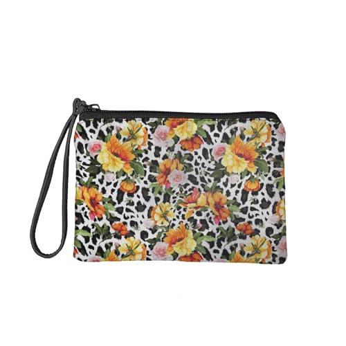 SEANATIVE Mini-Münzgeldbörse, trendige Wickeltasche für Frauen und Mädchen, niedlicher Kartenhalter, Schlüsseltasche mit Riemen, Leopard Rose, Taschen-Organizer von SEANATIVE