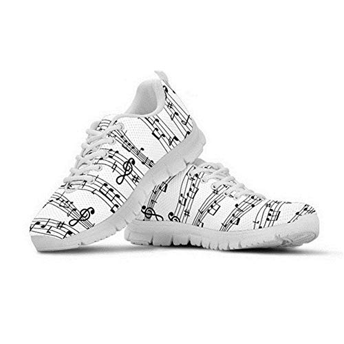 SEANATIVE Modische Damen-Sneaker, bequeme Sport-Laufschuhe, Schnürschuhe, Netzgewebe, flache Schuhe für Teenager, Mädchen, Wandern, Tennis, Turnschuhe, Musiknote, 39 EU von SEANATIVE