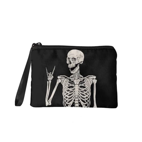 SEANATIVE Münzgeldbörse für Damen und Herren, Reißverschluss, Kleingeldtasche, Geldbörse, Reisehandtaschen, Teenager, Mädchen, Federmäppchen, Punk-Totenkopf, Taschen-Organizer von SEANATIVE