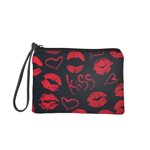 SEANATIVE Münzgeldbörse für Damen und Herren, Reißverschluss, Kleingeldtasche, Geldbörse, Reisehandtaschen, Teenager, Mädchen, Federmäppchen, Sweet Kiss, Taschen-Organizer von SEANATIVE