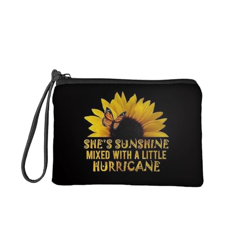 SEANATIVE Münzgeldbörse für Damen und Herren, Reißverschluss, Kleingeldtasche, Geldbörse, Reisehandtaschen, Teenager, Mädchen, Federmäppchen, sonnenblume, Taschen-Organizer von SEANATIVE