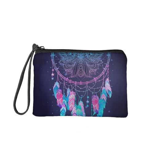 SEANATIVE Münzgeldbörse mit Reißverschluss, für Damen und Mädchen, leicht, klein, Kleingeldtasche, Reisepass-Kartenhalter mit Armband, Boho-Traumfänger, Taschen-Organizer von SEANATIVE