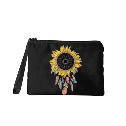 SEANATIVE Münzgeldbörse mit Reißverschluss, für Damen und Mädchen, leicht, klein, Kleingeldtasche, Reisepass-Kartenhalter mit Armband, sonnenblume, Taschen-Organizer von SEANATIVE