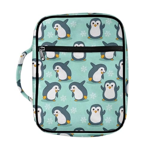 SEANATIVE Niedlicher Cartoon-Pinguin-Druck Bibelhülle Tragbare Bibeltasche Gute Buchhülle für Frauen Mädchen Bibelschutztasche mit Reißverschlusstasche von SEANATIVE