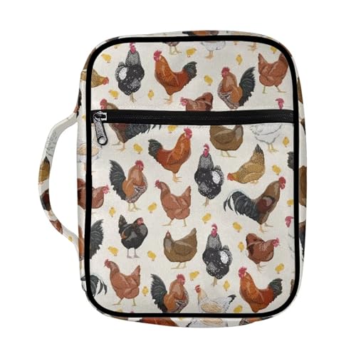 SEANATIVE Niedliches Huhn-Druck-Bibelhülle für Frauen Mädchen Kinder Hahn Henne Muster Tragen Bibelbuch Tasche Langlebig Bibelhalter von SEANATIVE