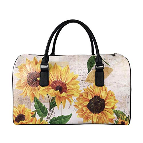 SEANATIVE Reisetasche mit großer Kapazität für Damen und Herren, Leder, Wochenendtasche, Übernachtung, Duffle-Tasche, Gepäck, Orange Sonnenblume von SEANATIVE