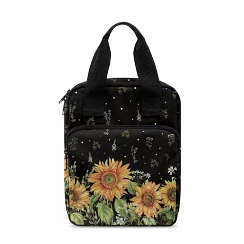 SEANATIVE Retro Sonnenblume Bibelhülle Tragetasche mit Griffen für Frauen Blumenschrift Tote Bibelbuchhalter für Reisen Outdoor von SEANATIVE