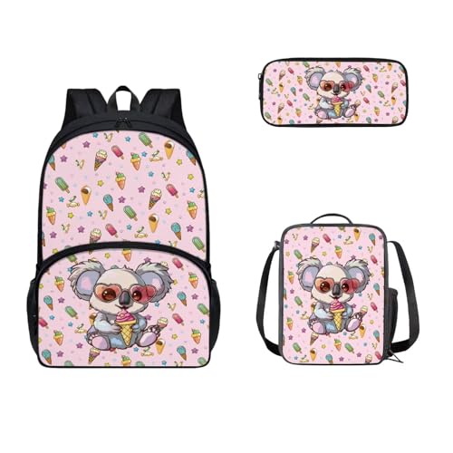 SEANATIVE Schultaschen für Kinder, Teenager, Rucksack mit Lunchbox und Federmäppchen, 3-teilig, Koala Ice von SEANATIVE