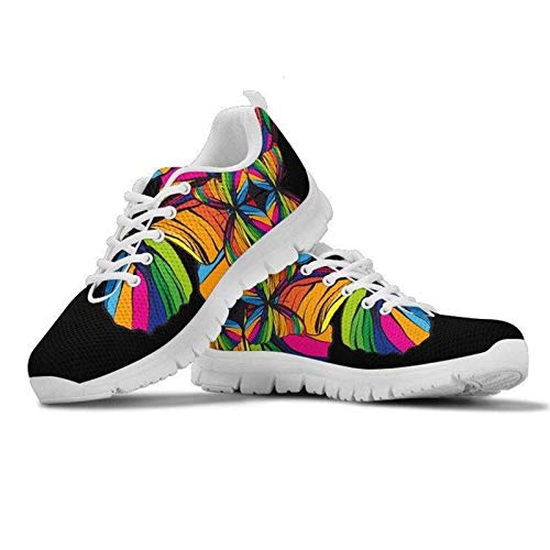 SEANATIVE Sneaker Atmungsaktiv Mesh Wanderschuhe Mode Frauen Wanderschuhe, Buntes Regenbogen-Muster, 37 EU von SEANATIVE