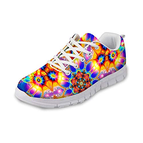 SEANATIVE Sneaker Atmungsaktive Mesh Wanderschuhe Mode Frauen Wanderschuhe, Blumen-Mandala, 39.5 EU von SEANATIVE