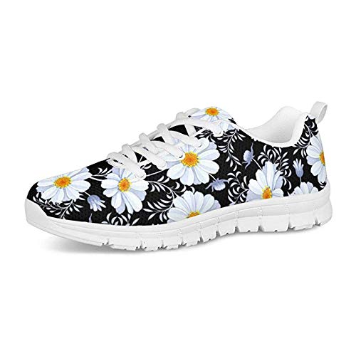 SEANATIVE Sneaker Atmungsaktive Mesh Wanderschuhe Mode Frauen Wanderschuhe, Weiß - Weißer Gänseblümchen - Größe: 38 EU von SEANATIVE