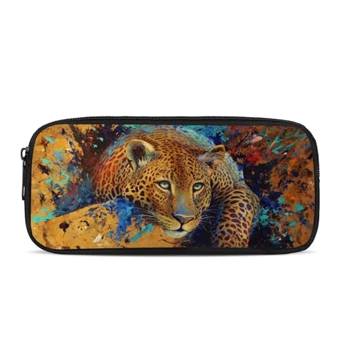 SEANATIVE Stifthalter für Mädchen und Jungen, langlebig, mit Reißverschluss, Schule, Büro, Schreibwarentasche, leopard, Taschen-Organizer von SEANATIVE