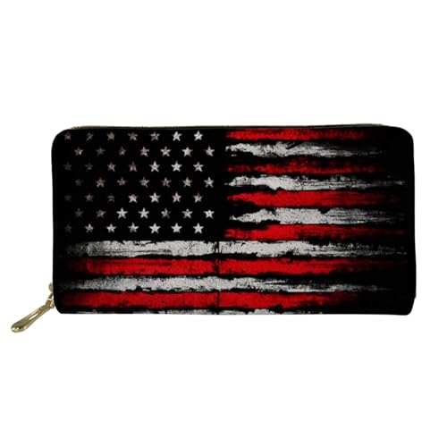 SEANATIVE Tragbare Geldbörse aus PU-Leder für Damen und Mädchen, lange Münzbörse, langlebige Handtaschen, US-Flagge, Einheitsgröße, Geldklammer von SEANATIVE