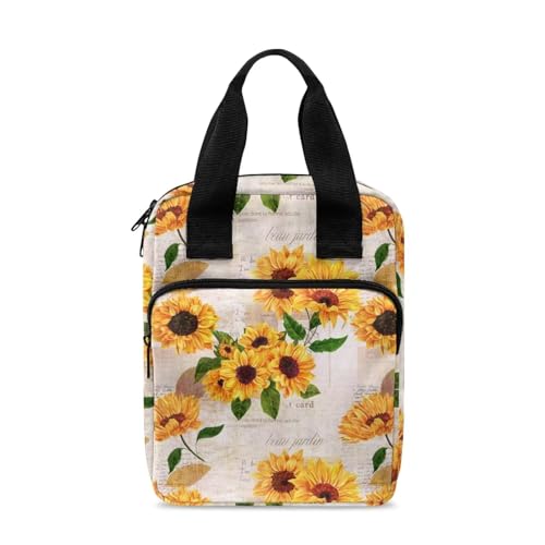 SEANATIVE Vintage Sonnenblume Brief Druck Bibelhülle Kirche Tragetasche Reißverschluss Studie Bibel Fall mit Griff Langlebig Bibelhalter Organizer für Frauen Mädchen von SEANATIVE