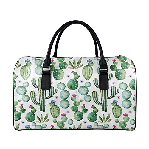 SEANATIVE Wochenend-Reisetasche für Damen und Herren, PU-Leder, Gepäcktasche, großes Fassungsvermögen, Organizer, Grün auf Weiß von SEANATIVE