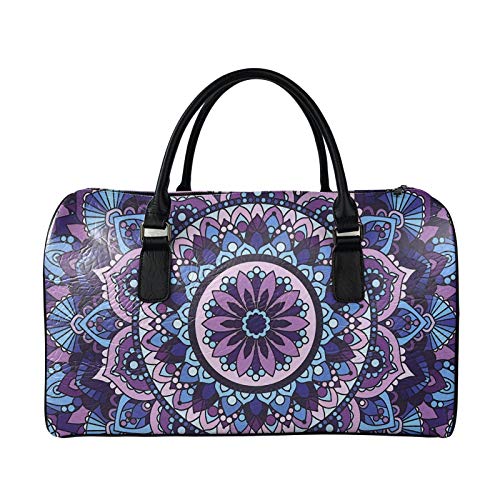 SEANATIVE Wochenend-Reisetasche für Damen und Herren, PU-Leder, Gepäcktasche, großes Fassungsvermögen, Organizer, Mandala in Lila von SEANATIVE