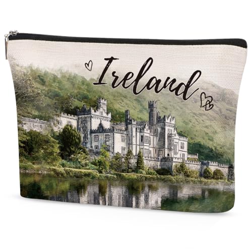 SEAOYOZO Kylemore Abbey Irland Make-up-Tasche, Geschenke – Irland, Reiseutensilien, Aquarell-Kosmetiktasche, irisches Geschenk für Frauen und Mädchen, Kulturbeutel mit Reißverschluss, irisches von SEAOYOZO
